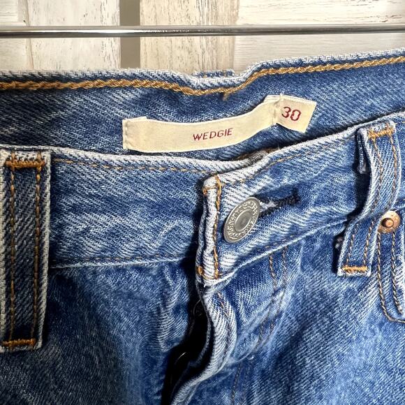 LEVI'S PREMIUM DENIM Women's 30 Wedgie Icon Ankle Jeans Distressed Denim Blue - Picture 8 of 16